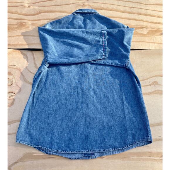 VTG Lee Denim Long Sleeve Shirt Jacket XL Regular 44‎ Snaps USA Made - Picture 7 of 7